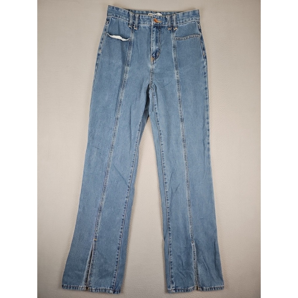 Create 5 Jeans Women's Size 5 28x31.5 High Rise Front Seam Slit Hem Denim BOHO
